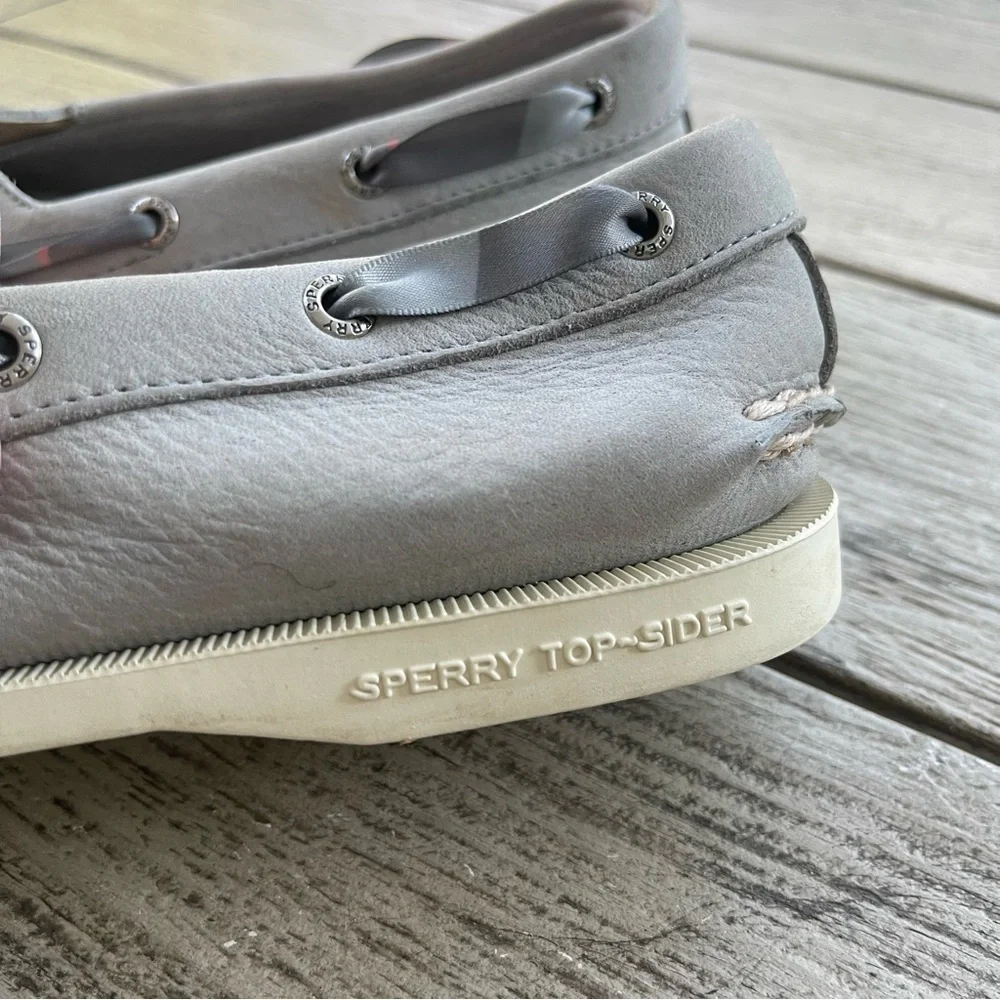 Sperry Top Sider Ribbon Lace Gray Boat Shoes Womens Size 8